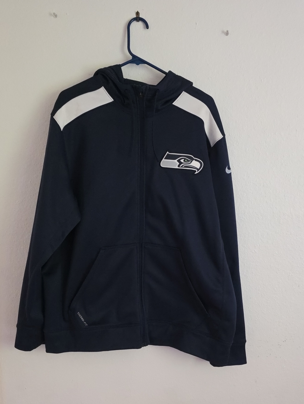 Nike Navy and White Seattle Seahawks Zip-Up Hoodie